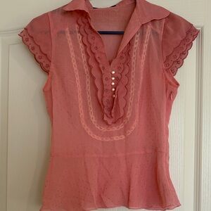 Chic Coral Lace Accent Blouse